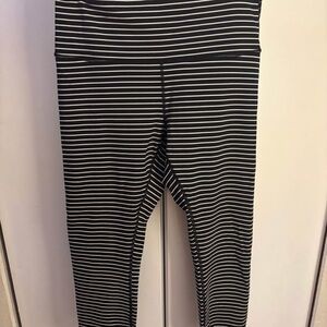 Lululemon Athletica Black and White Striped Leggings